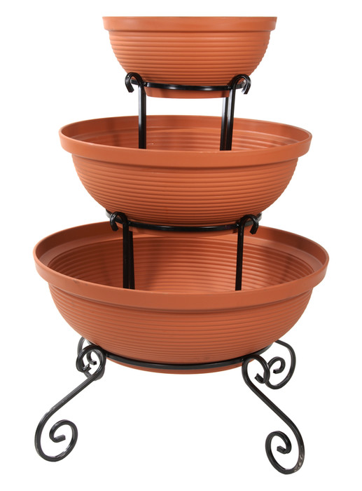 3-bowl column plant stand Model 162