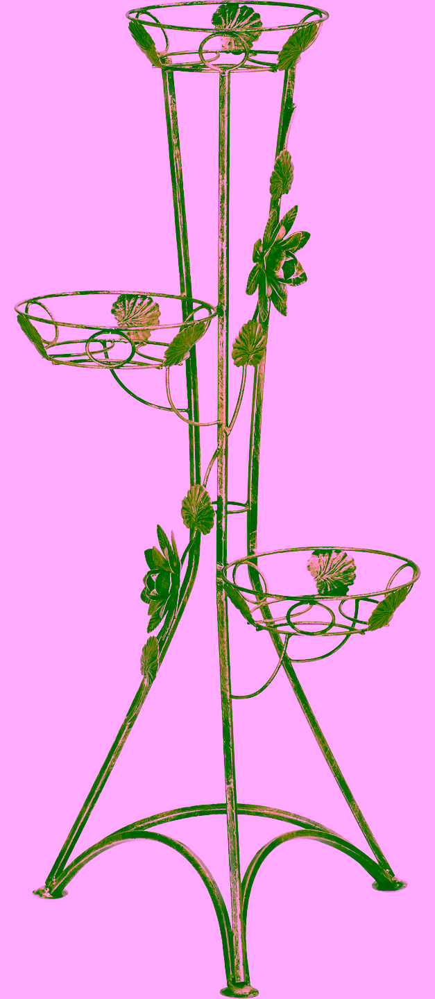 3-pot column plant stand with roses Model 129C