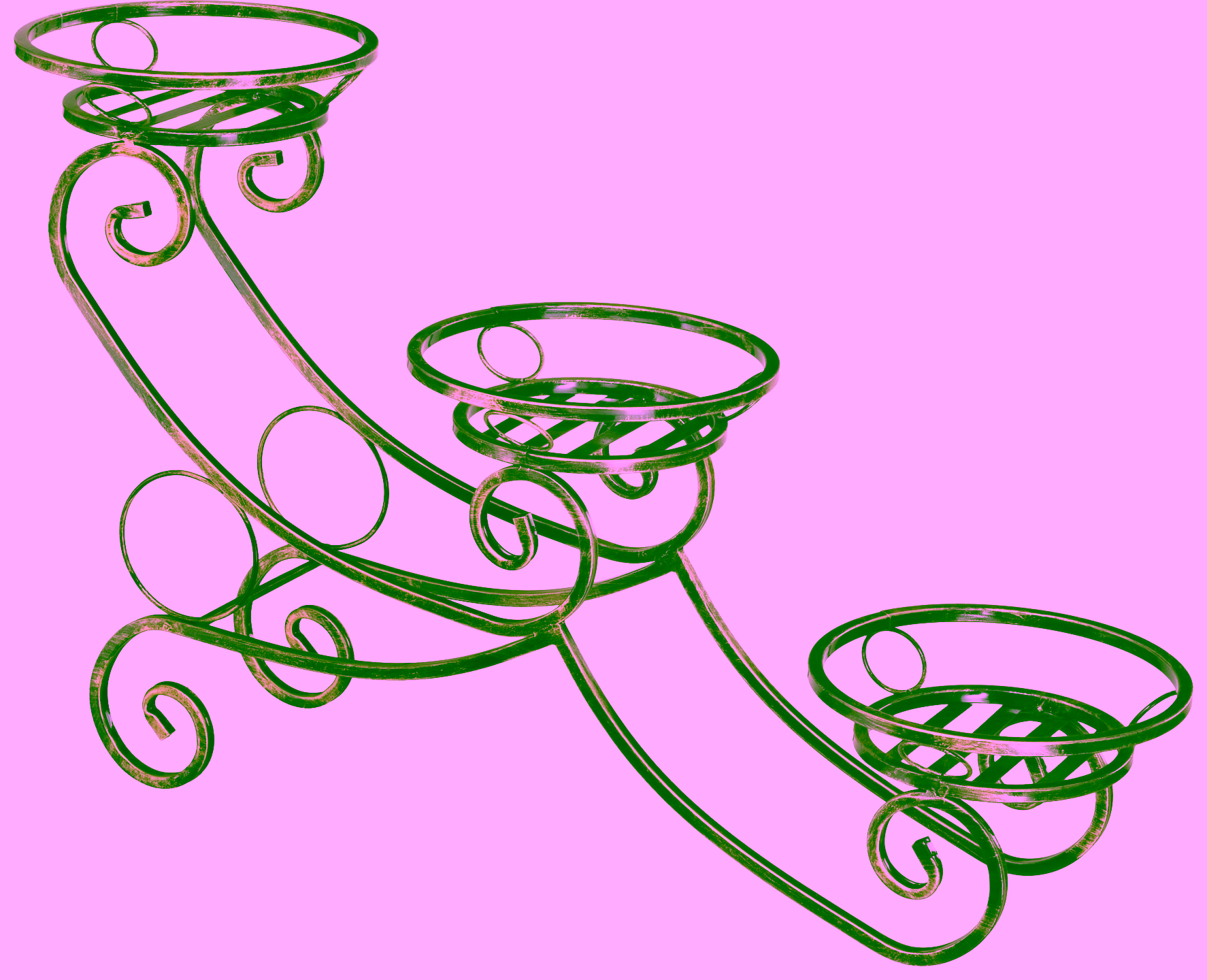 Sled-shaped 3-pot plant stand Model 142